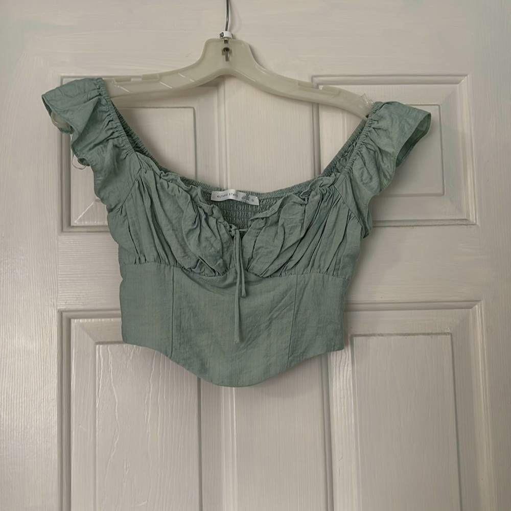Altered state sage green corset crop top